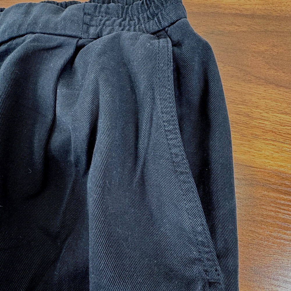 COS Black Wide Leg Cropped Pants Elastic Waist Lagenlook Lyocell Cotton‎ Size L - Picture 3 of 13